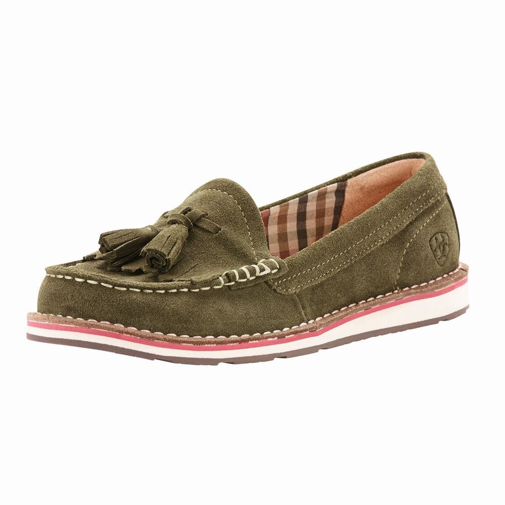 Olive Women's Ariat Tassel Cruiser Sneakers | 6481-FIMPJ