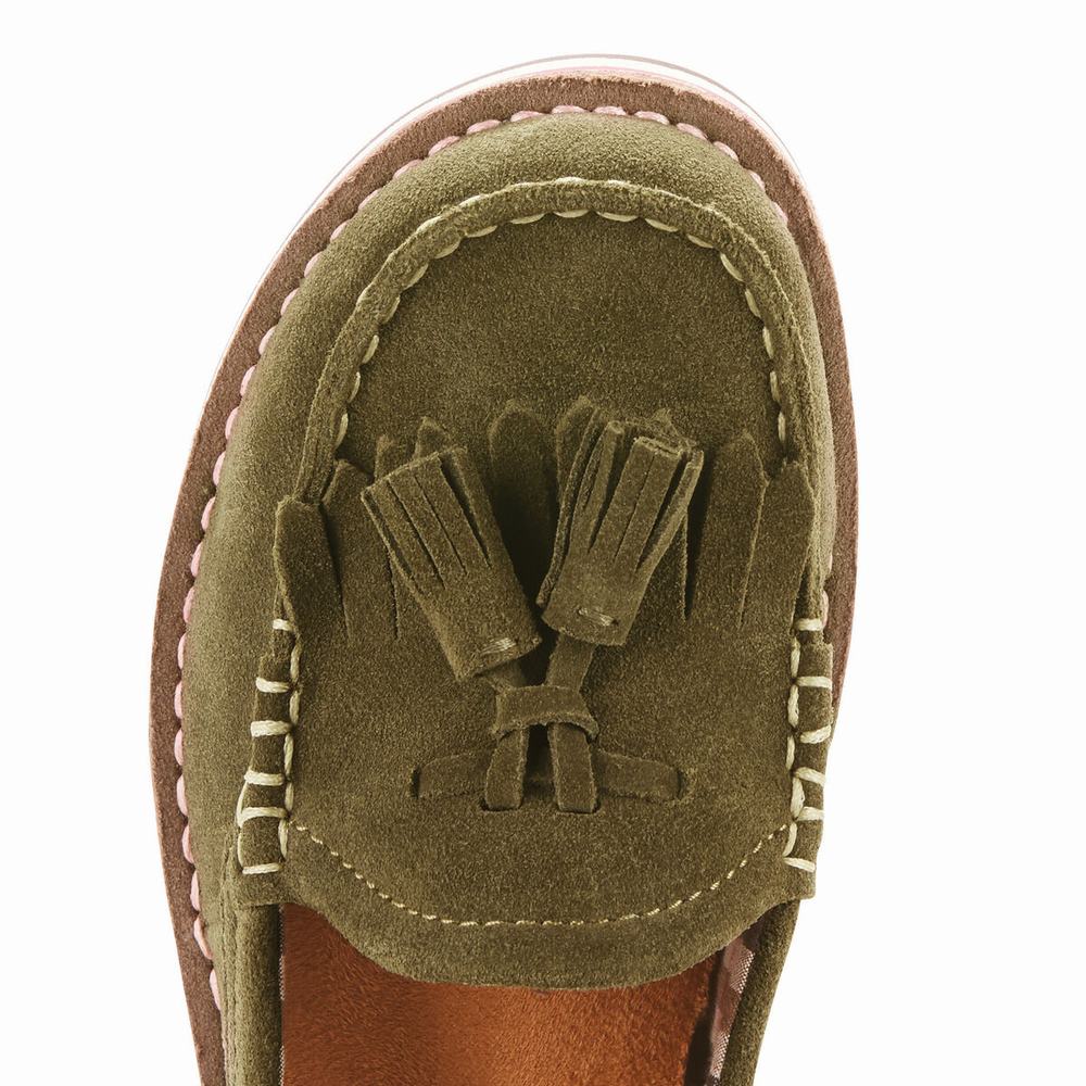 Olive Women's Ariat Tassel Cruiser Sneakers | 6481-FIMPJ