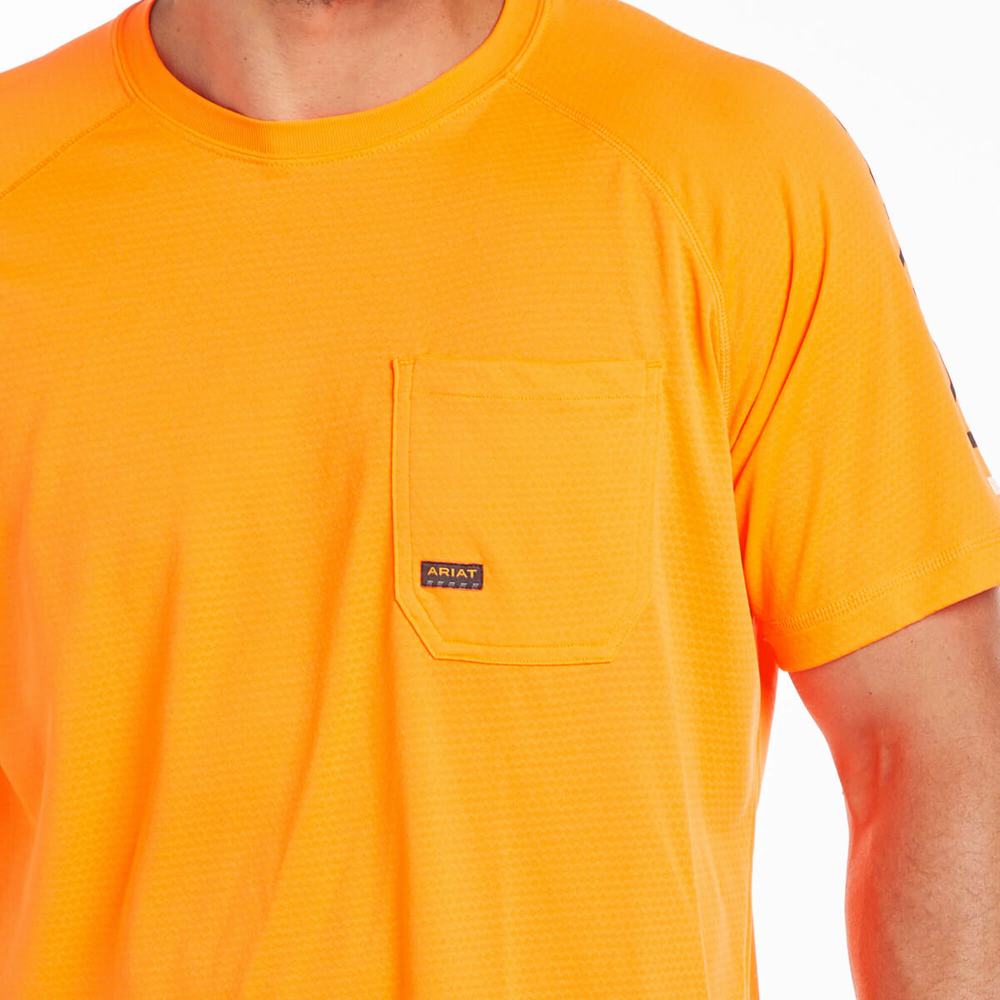 Orange Men's Ariat Rebar Heat Fighter Short Sleeve | 4239-EZJSB