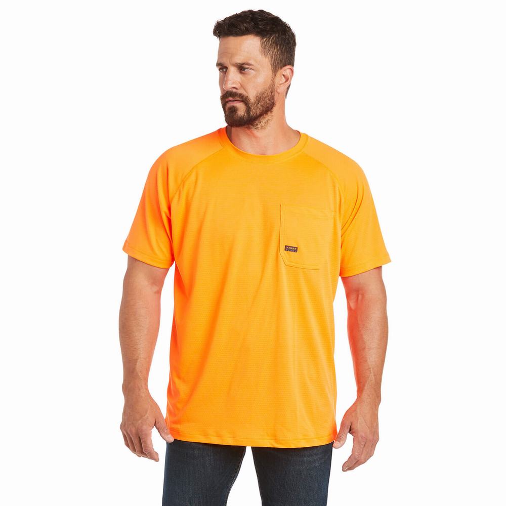 Orange Men\'s Ariat Rebar Heat Fighter Short Sleeve | 4239-EZJSB