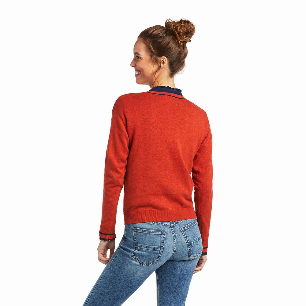 Orange Women's Ariat Floret Sweaters | 2831-VXLWZ