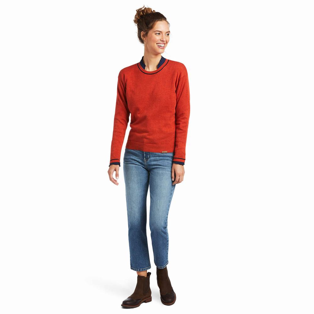 Orange Women's Ariat Floret Sweaters | 2831-VXLWZ