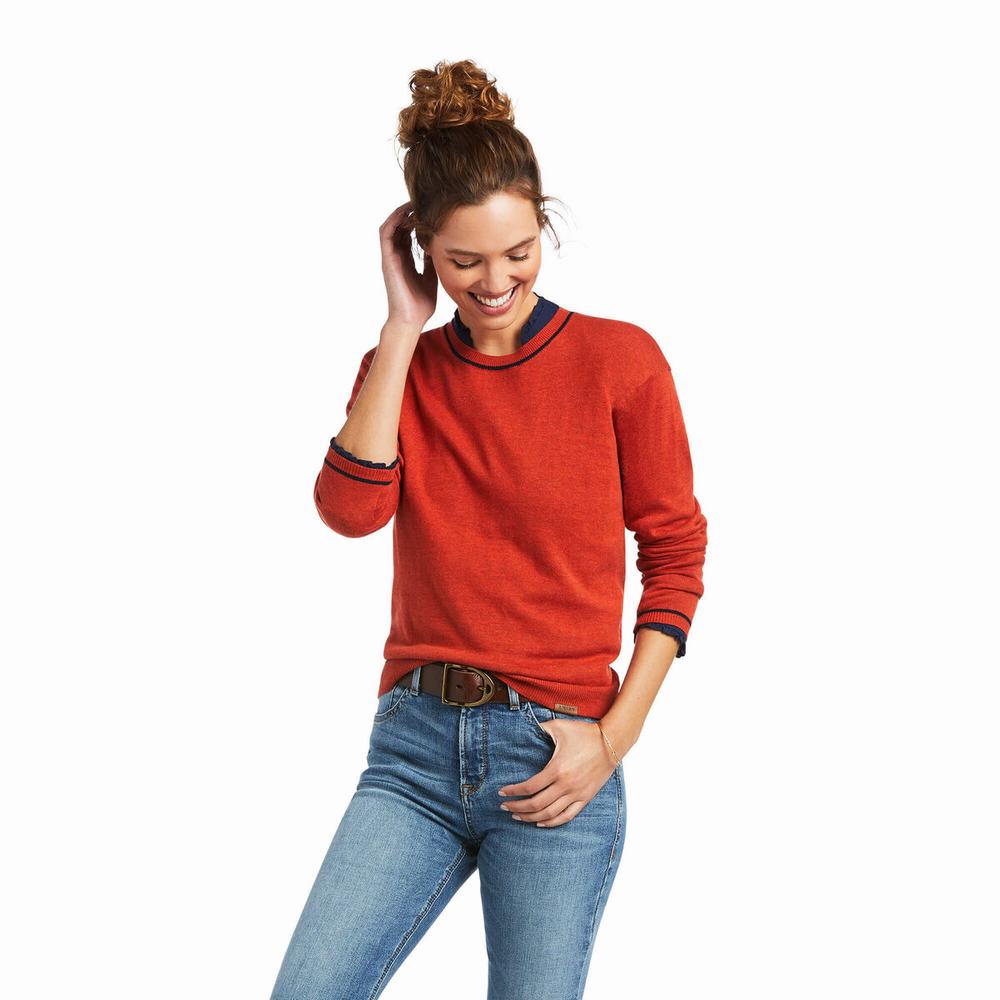 Orange Women\'s Ariat Floret Sweaters | 2831-VXLWZ