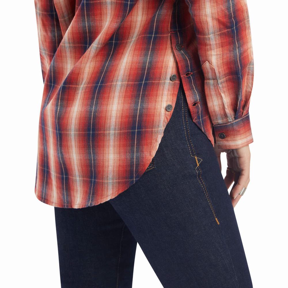 Orange Women's Ariat REAL Billie Rae Tops | 6098-SLNMY