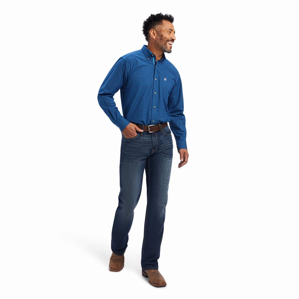 Peacock Men's Ariat Pro Series Bertrand Stretch Classic Fit Shirts | 5704-WEQGO