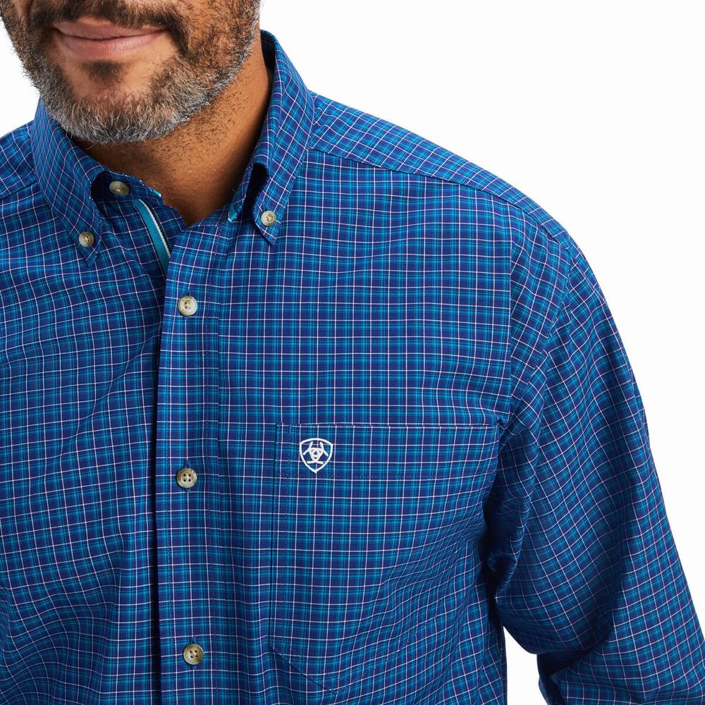 Peacock Men's Ariat Pro Series Bertrand Stretch Classic Fit Shirts | 5704-WEQGO