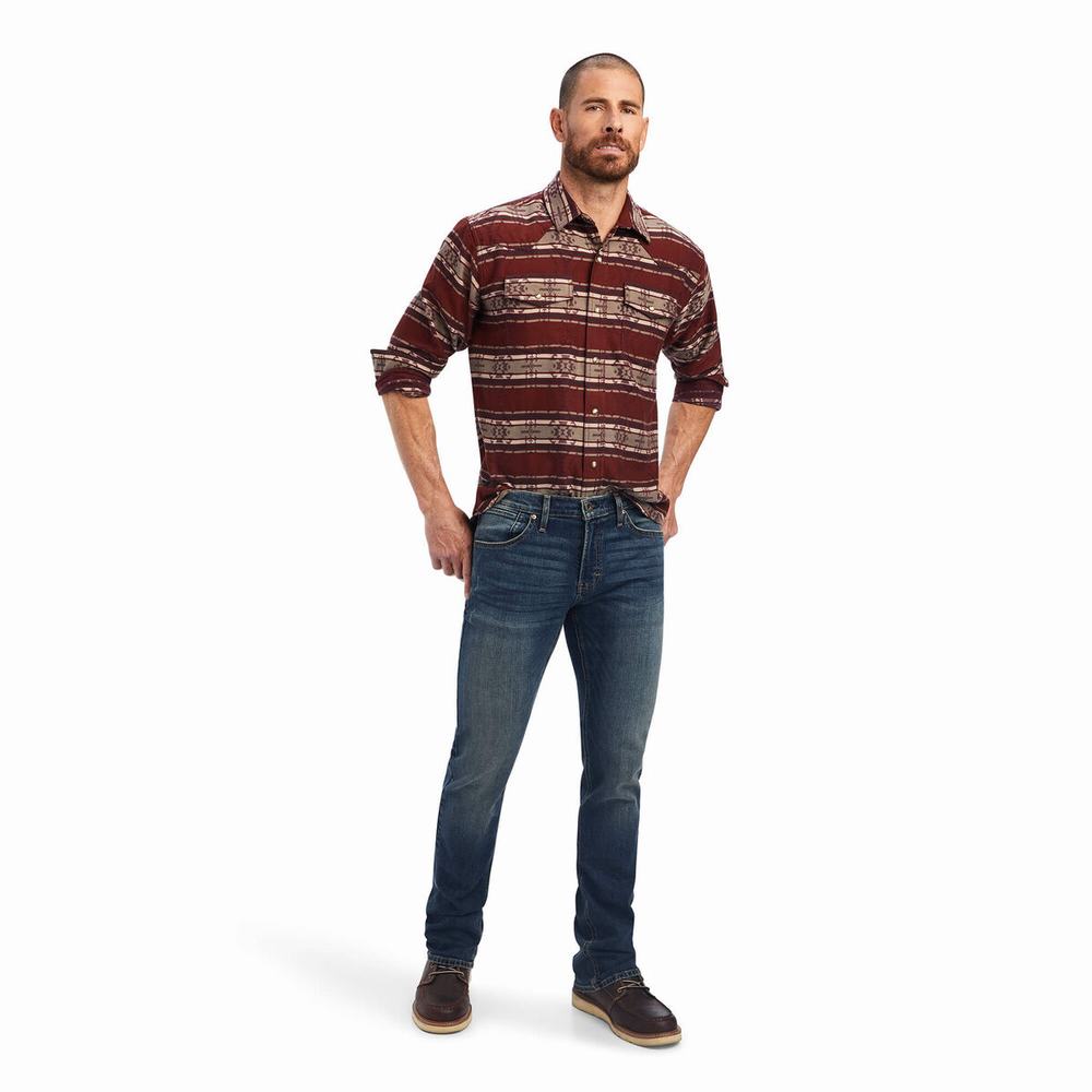 Pink Men's Ariat Hendrie Retro Fit Shirts | 1279-TAKDY