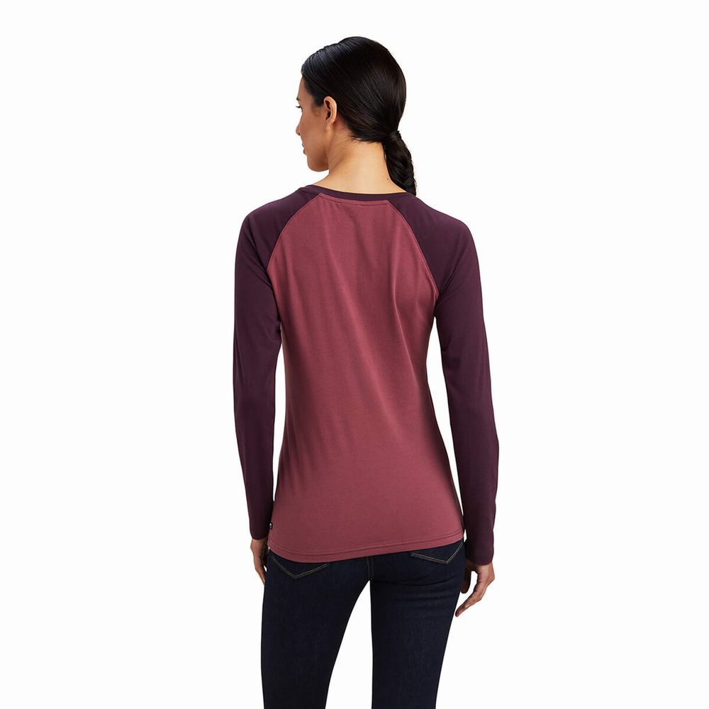 Pink Women's Ariat Varsity Tops | 9216-QWMVZ