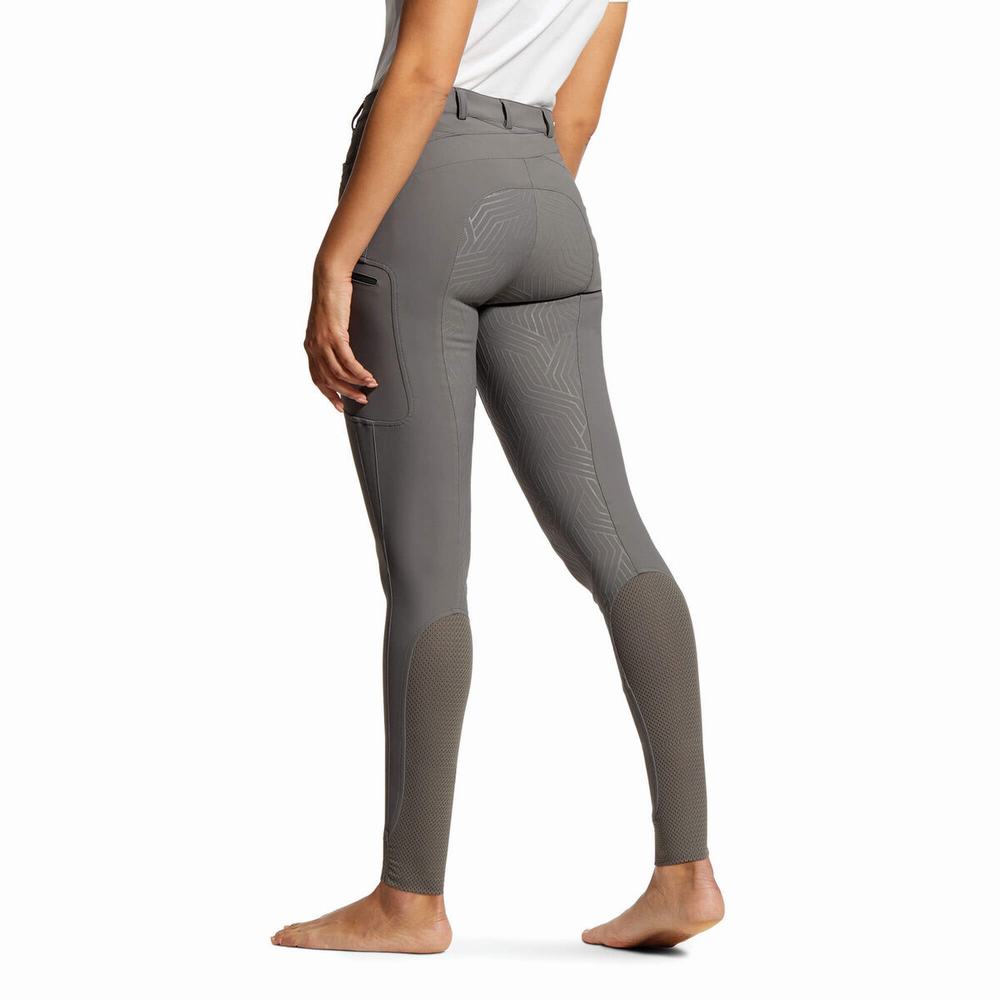 Purple Grey Women's Ariat Triton Grip Full Seat Breech Pants | 2730-AXOWG