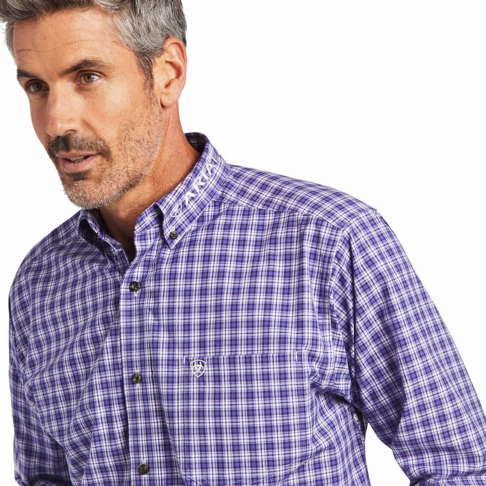 Purple Men's Ariat Pro Series Team Slane Classic Fit Shirts | 2157-ZPMIW