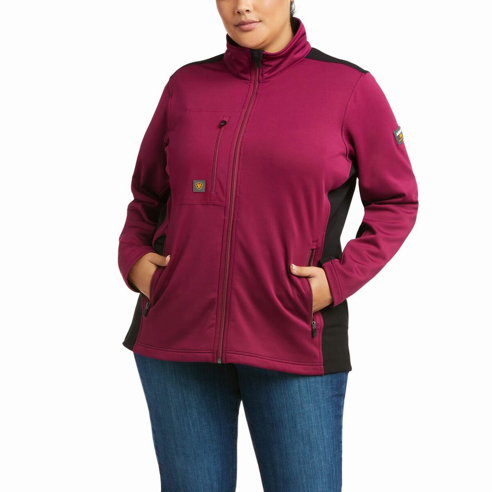 Purple Women's Ariat Rebar Dri-Tech DuraStretch Fleece Hybrid Jackets | 3126-HFLPC