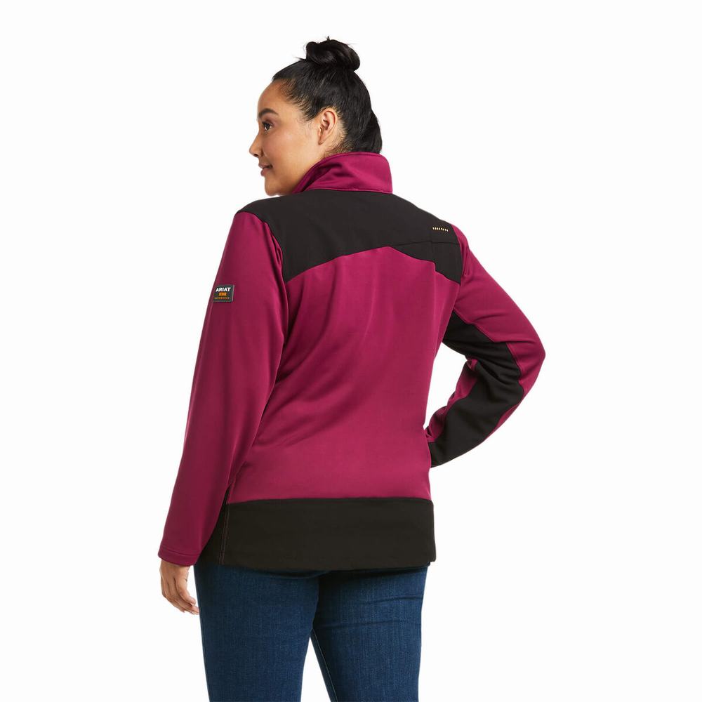 Purple Women's Ariat Rebar Dri-Tech DuraStretch Fleece Hybrid Jackets | 3126-HFLPC