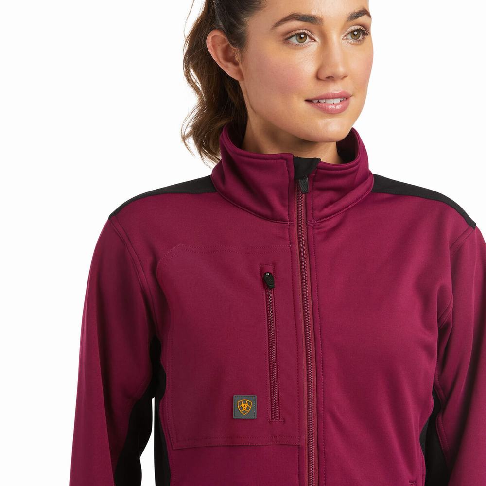 Purple Women's Ariat Rebar Dri-Tech DuraStretch Fleece Hybrid Jackets | 3126-HFLPC