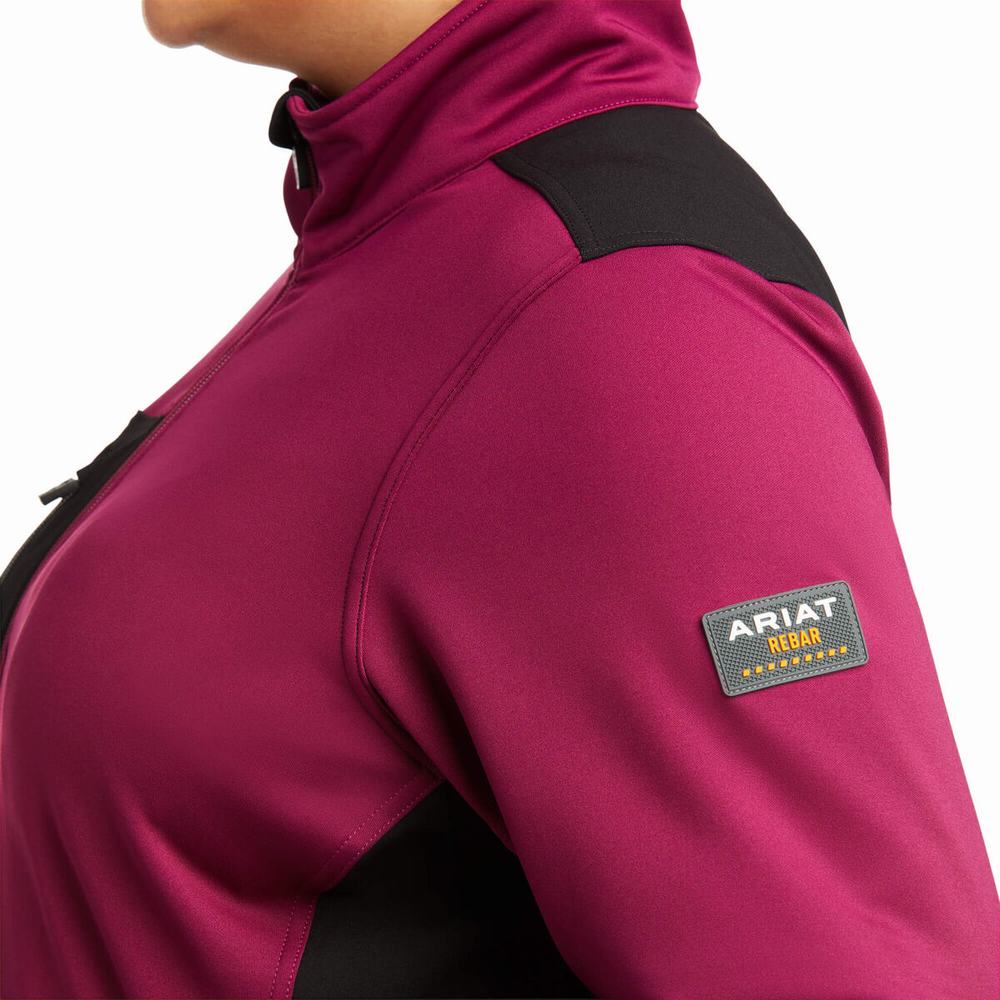 Purple Women's Ariat Rebar Dri-Tech DuraStretch Fleece Hybrid Jackets | 3126-HFLPC