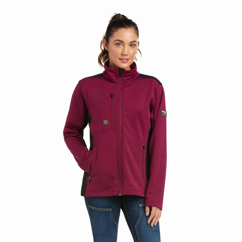 Purple Women\'s Ariat Rebar Dri-Tech DuraStretch Fleece Hybrid Jackets | 3126-HFLPC