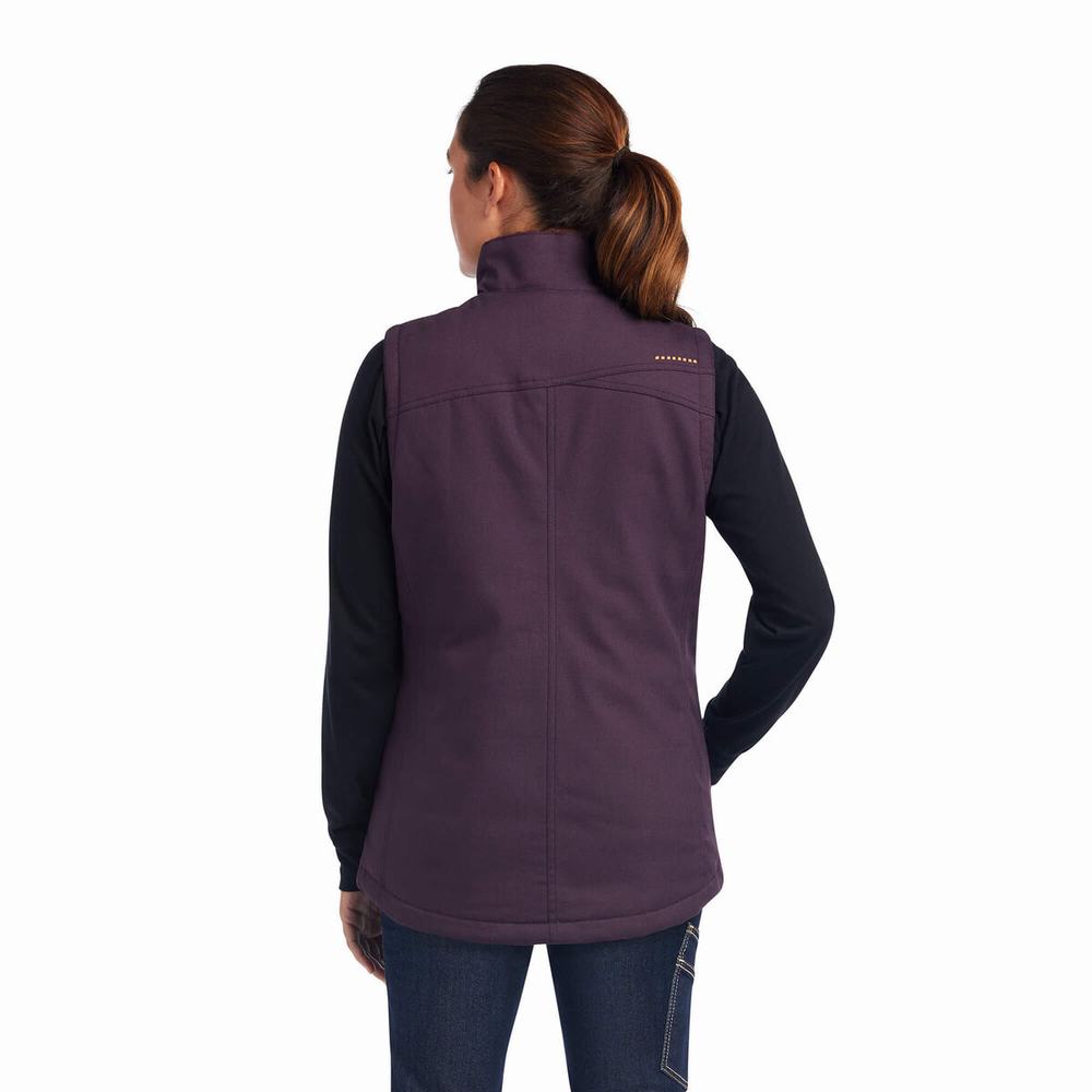 Purple Women's Ariat Rebar DuraCanvas Insulated Vests | 1369-QZUXT