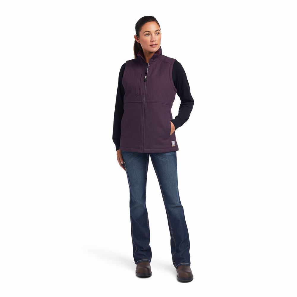 Purple Women's Ariat Rebar DuraCanvas Insulated Vests | 1369-QZUXT