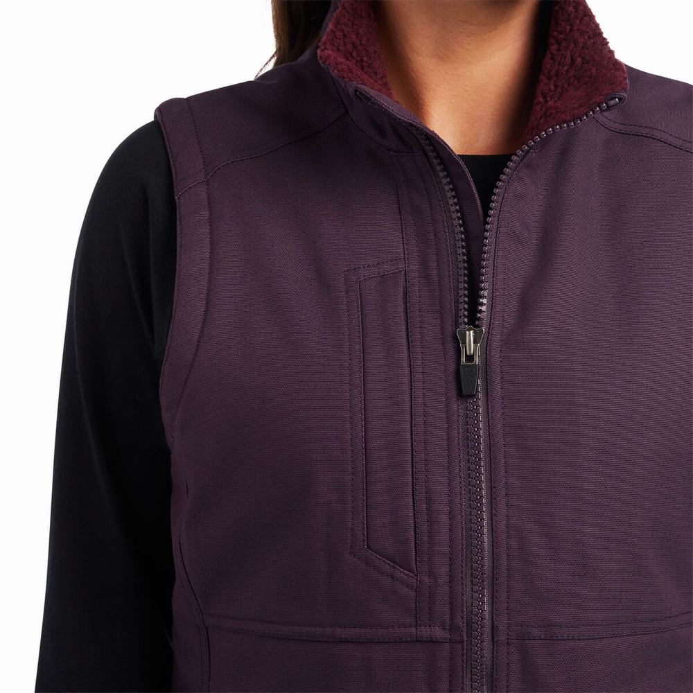 Purple Women's Ariat Rebar DuraCanvas Insulated Vests | 1369-QZUXT