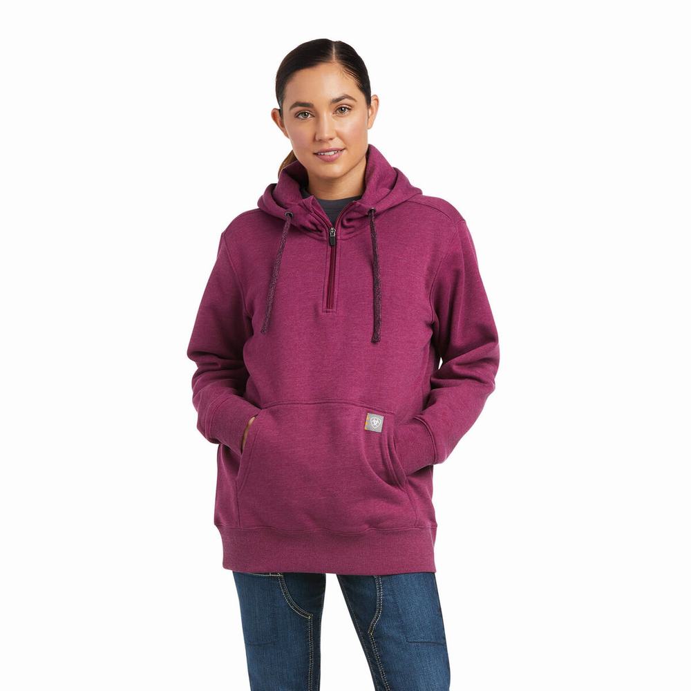 Purple Women\'s Ariat Rebar Skill Set 1/2 Zip Hoodies | 2470-IQVKY