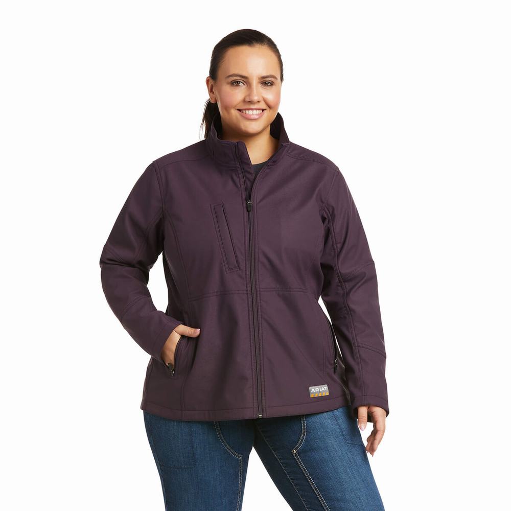 Purple Women's Ariat Rebar Stretch Canvas Softshell Jackets | 3915-IMNBH