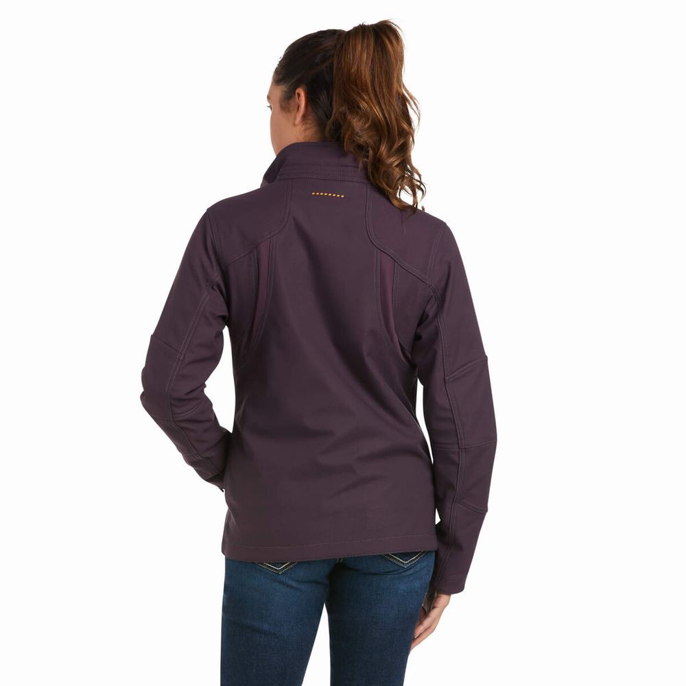 Purple Women's Ariat Rebar Stretch Canvas Softshell Jackets | 3915-IMNBH