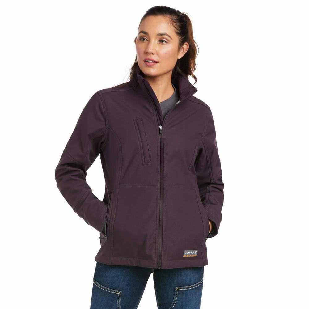 Purple Women\'s Ariat Rebar Stretch Canvas Softshell Jackets | 3915-IMNBH