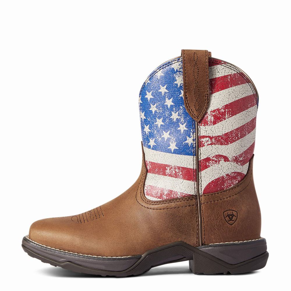 Red Brown Women's Ariat Anthem Patriot Western Boots | 6913-TYDXM