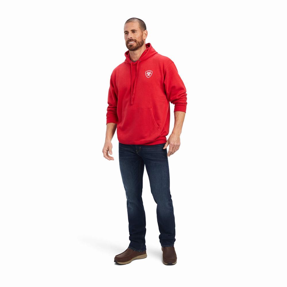 Red Men's Ariat 93 Liberty Hoodies | 0271-BQUPL