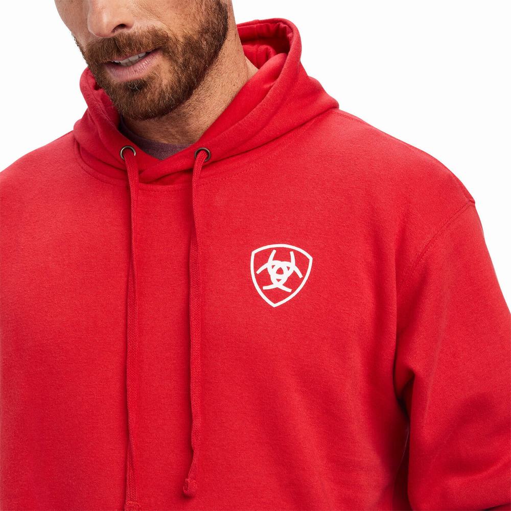 Red Men's Ariat 93 Liberty Hoodies | 0271-BQUPL