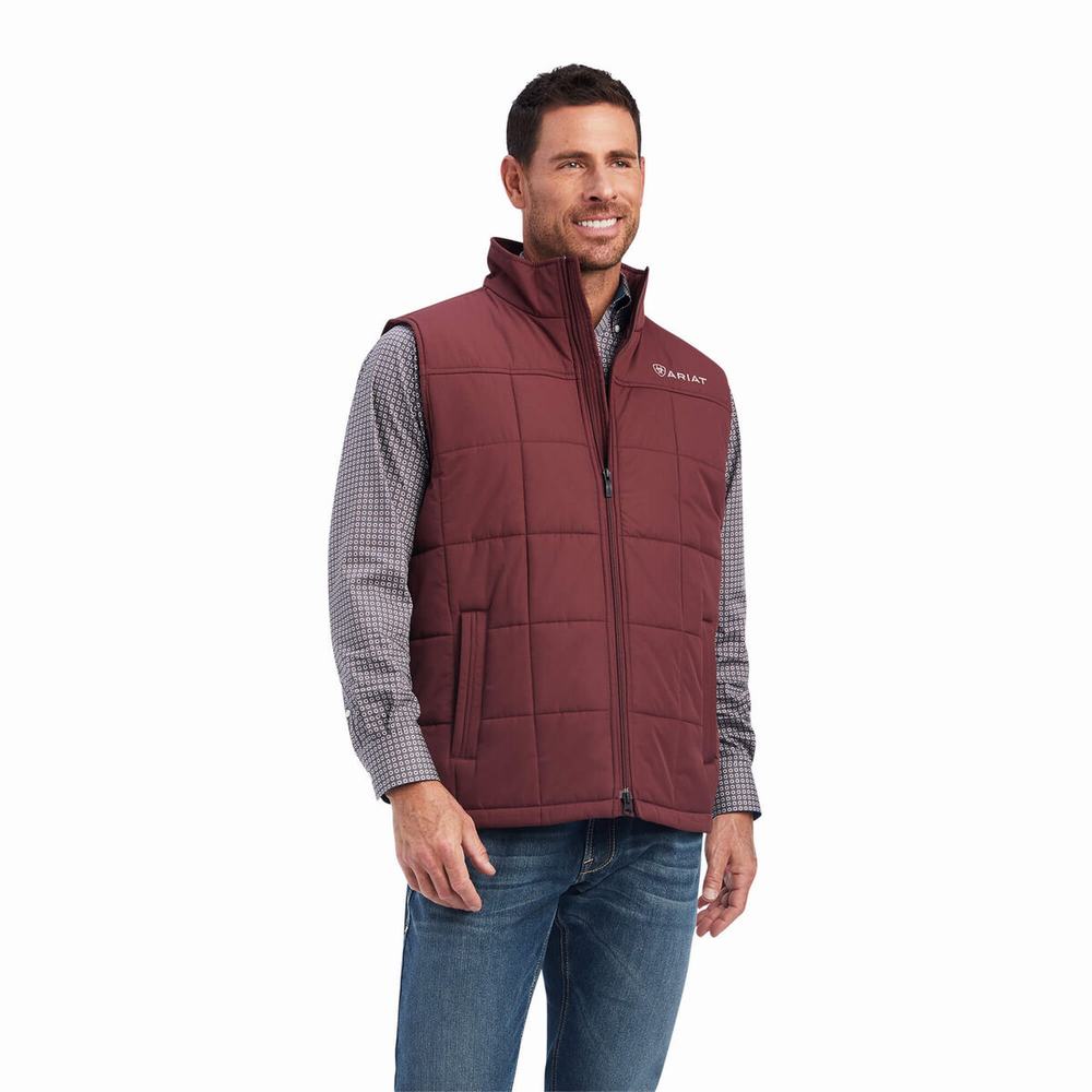 Red Men\'s Ariat Crius Insulated Jackets | 3692-MLKTB