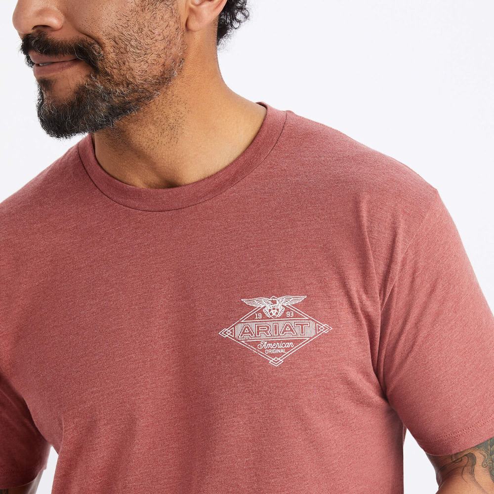 Red Men's Ariat Eagle Polo Shirts | 6501-ZTVAN