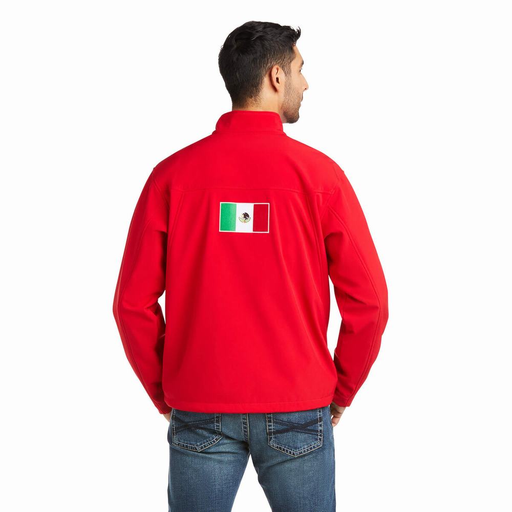 Red Men's Ariat New Team Softshell MEXICO English Riding | 2678-JTZBH