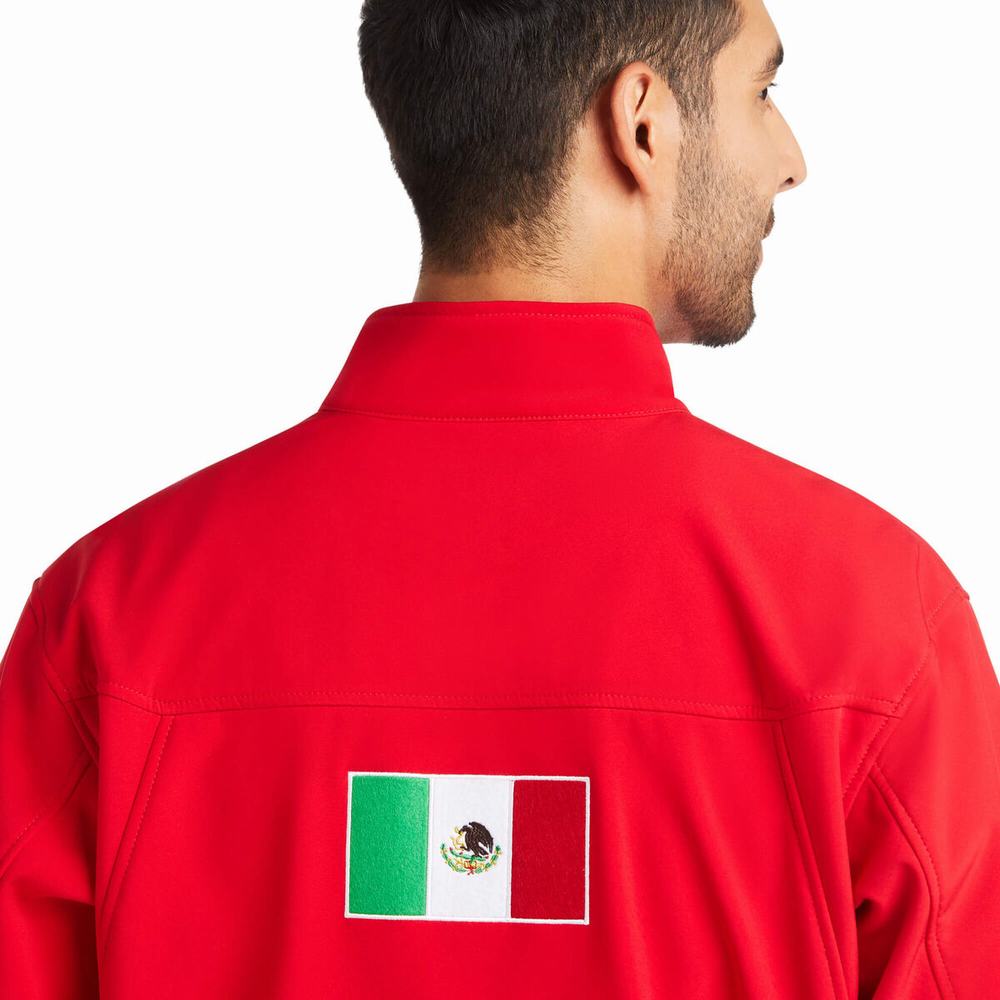 Red Men's Ariat New Team Softshell MEXICO English Riding | 2678-JTZBH