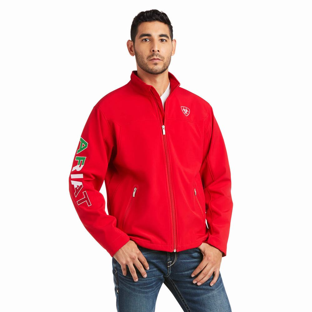 Red Men\'s Ariat New Team Softshell MEXICO English Riding | 2678-JTZBH