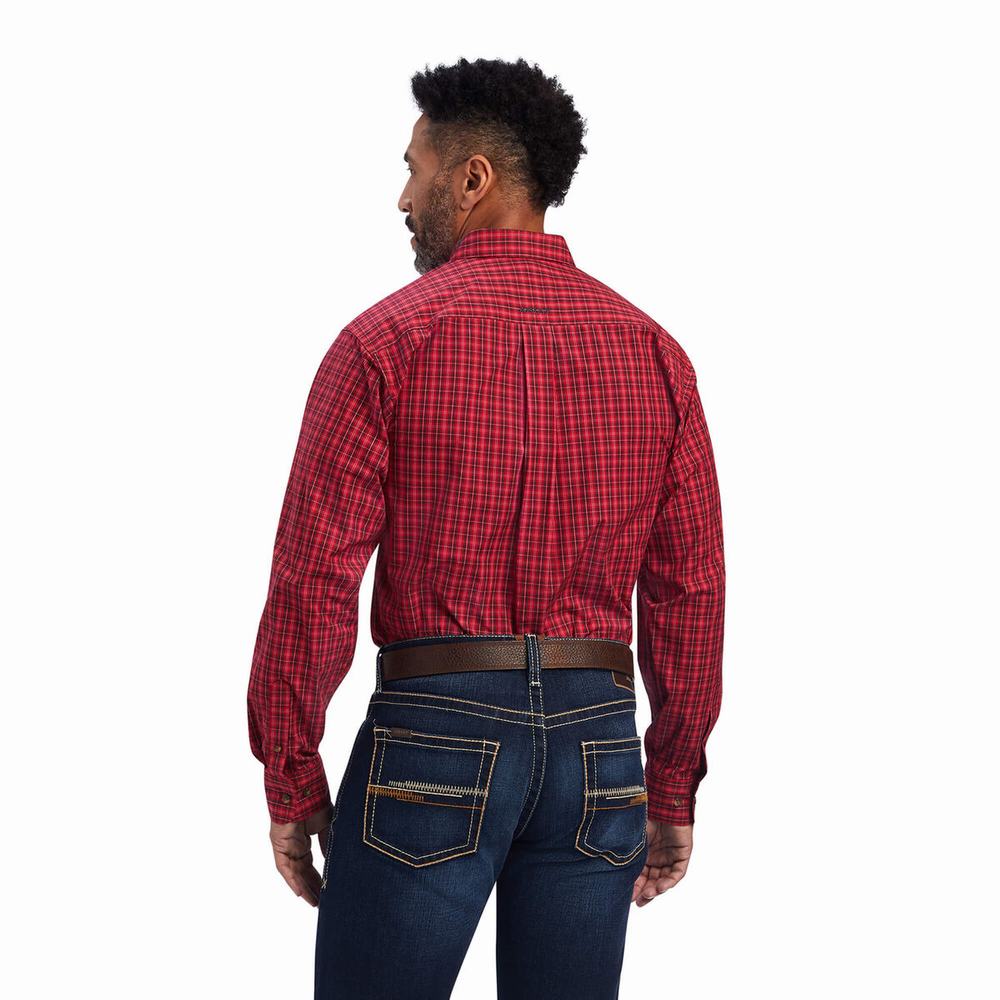 Red Men's Ariat Team Mariano Fitted Shirts | 0917-THBLK