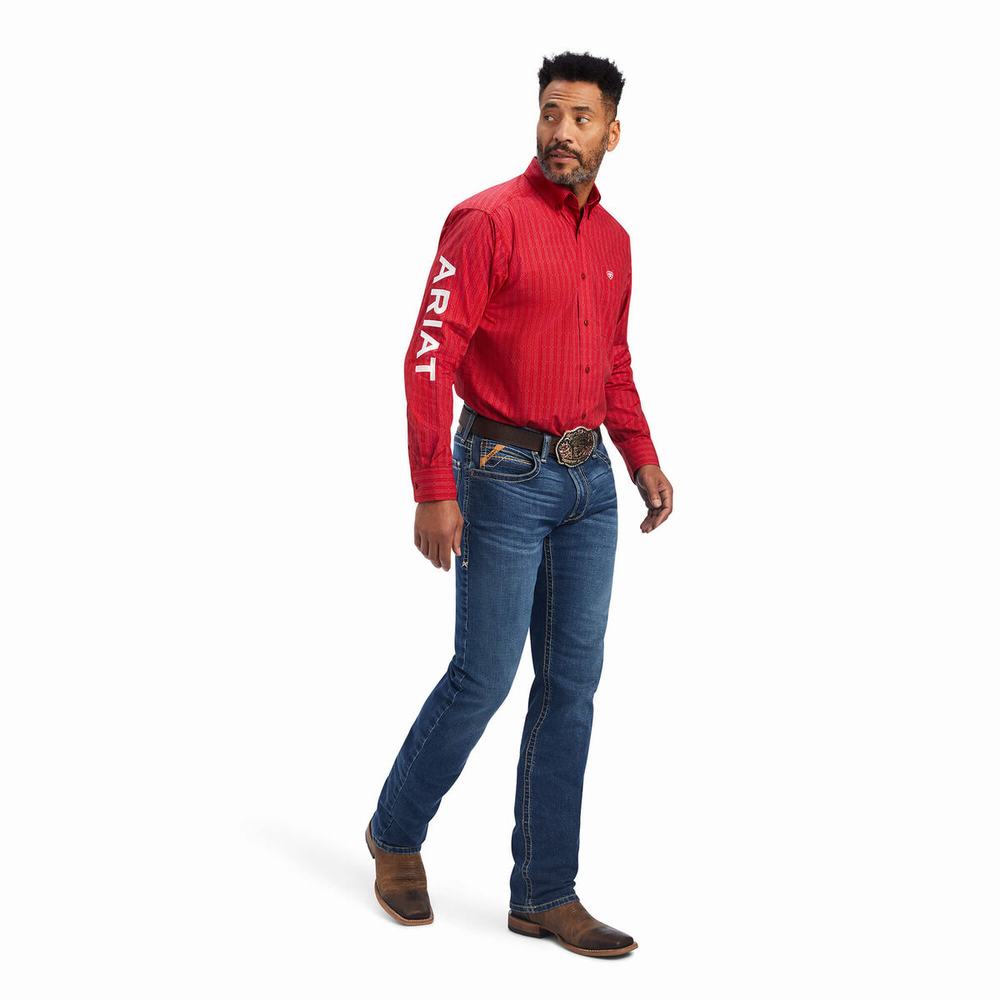 Red Men's Ariat Team Maximus Classic Fit Shirts | 1964-VAZIO