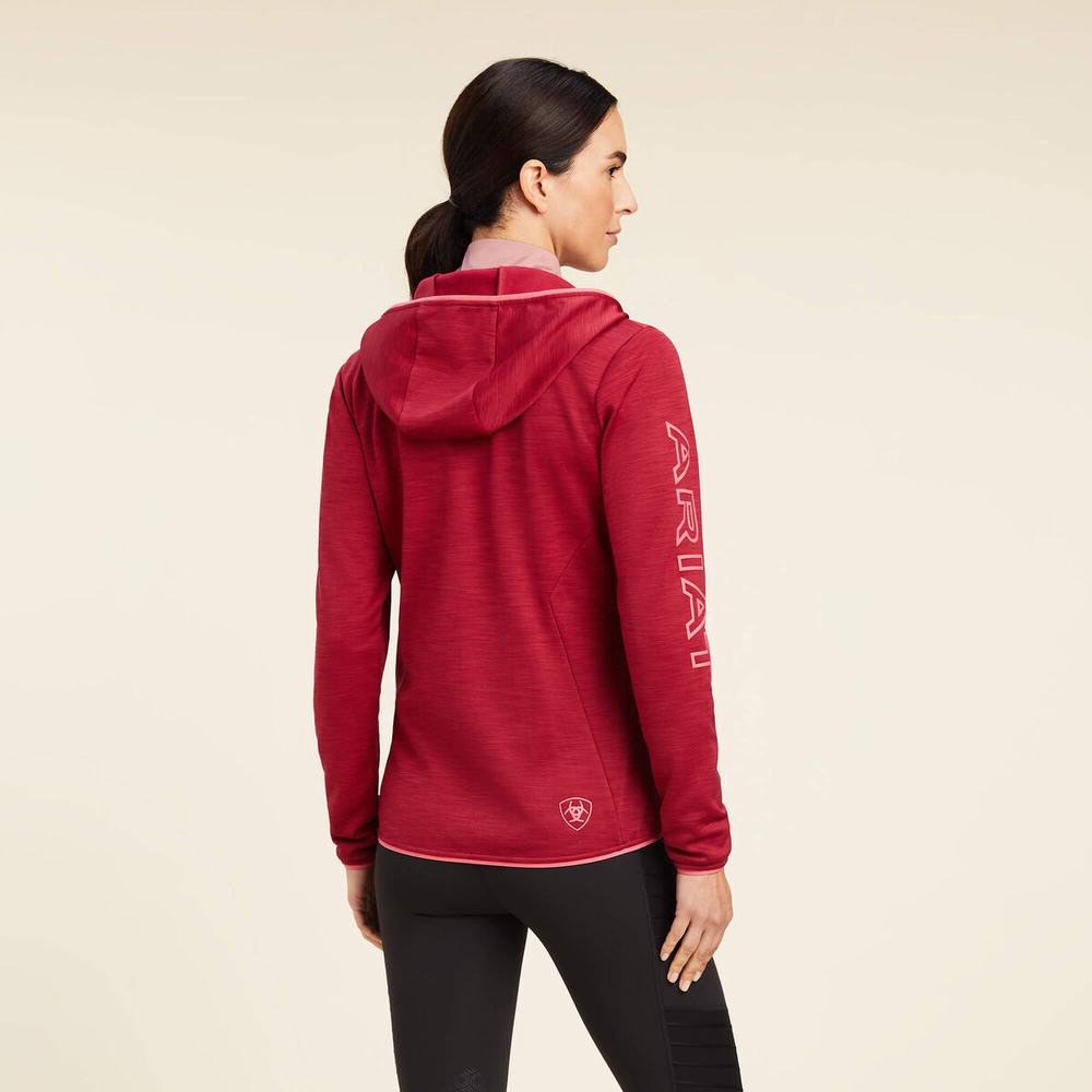 Red Women's Ariat Byron Full Zip Hoodies | 7503-YMCJD