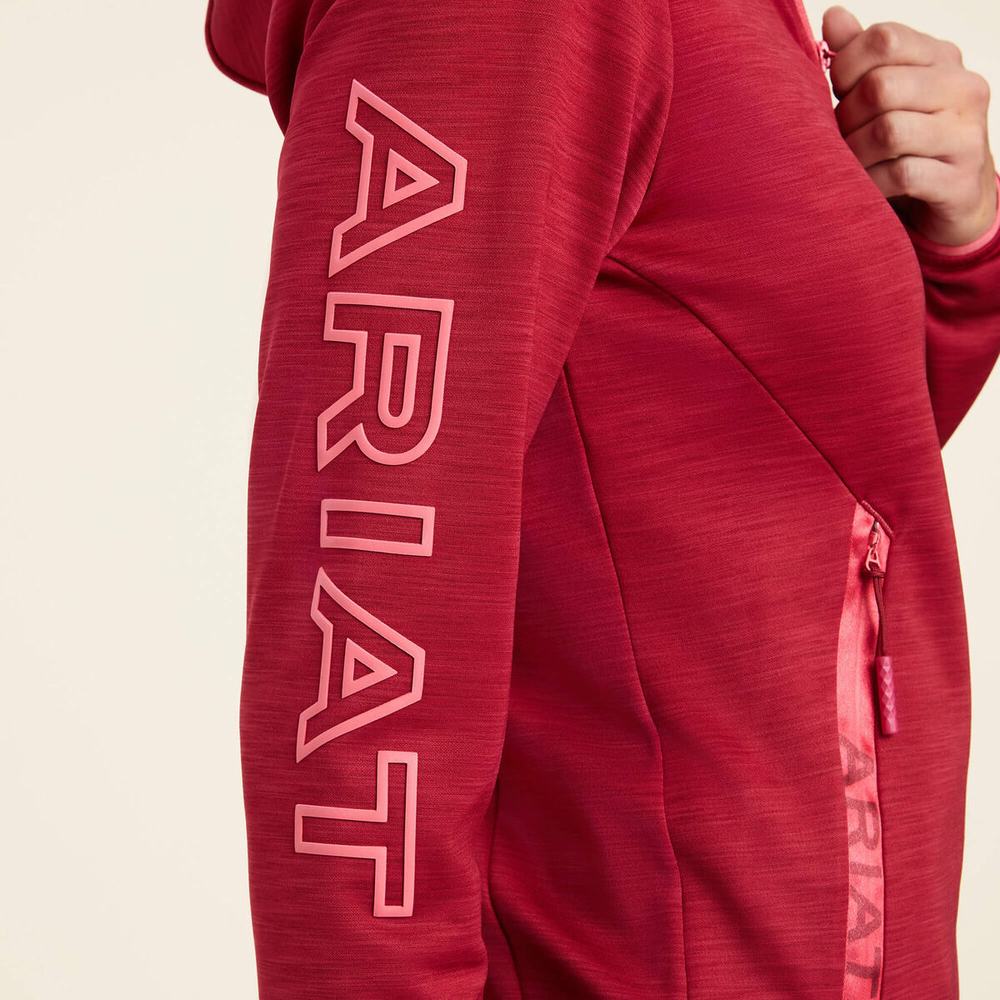 Red Women's Ariat Byron Full Zip Hoodies | 7503-YMCJD