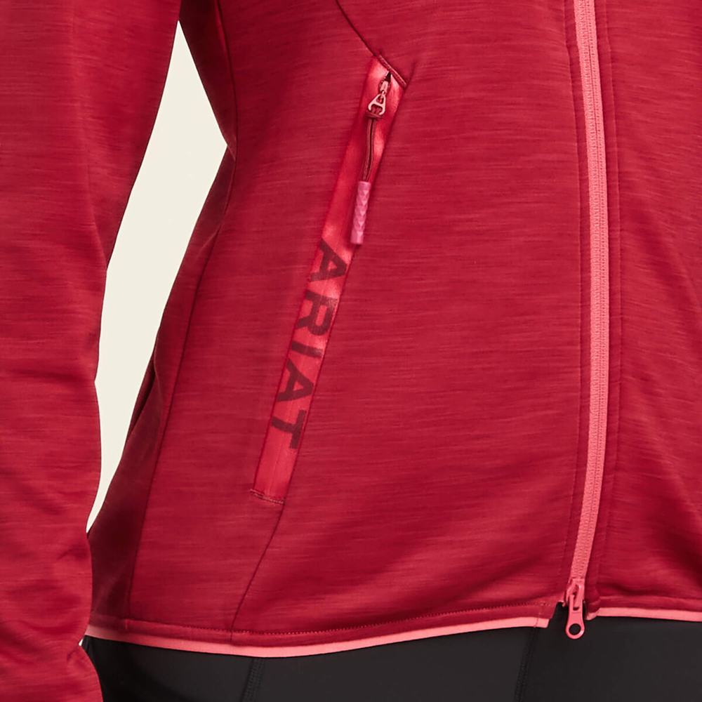 Red Women's Ariat Byron Full Zip Hoodies | 7503-YMCJD