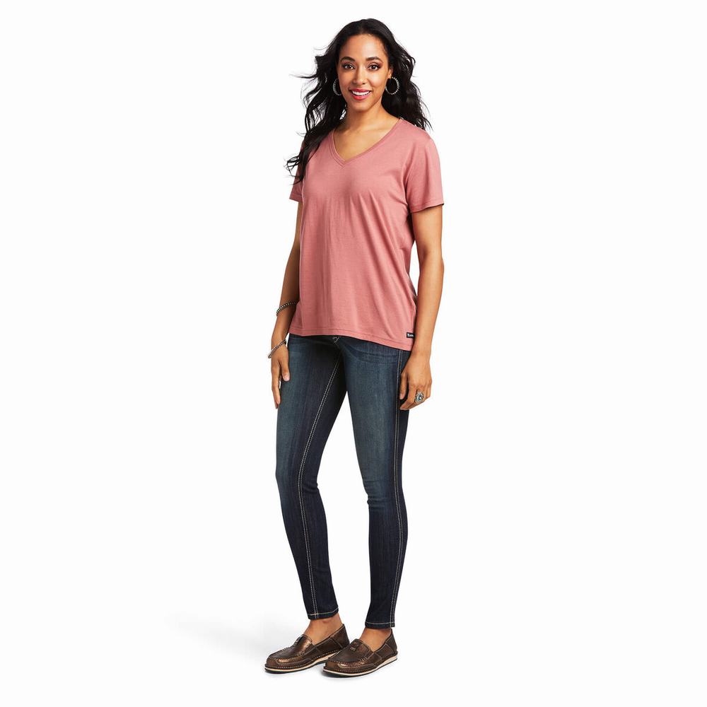 Red Women's Ariat Element Tops | 5304-UXPBN