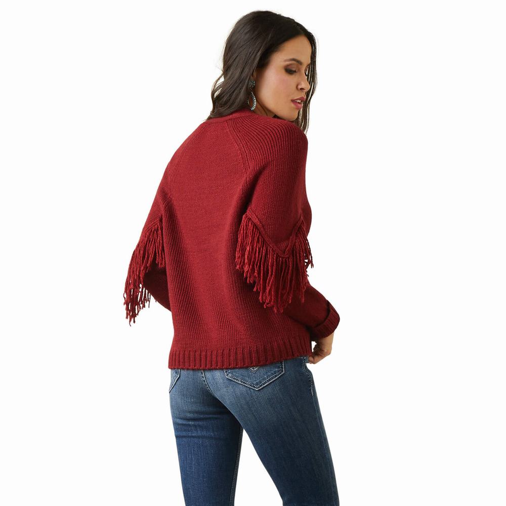 Red Women's Ariat Red Rock Sweaters | 1076-AJEWZ