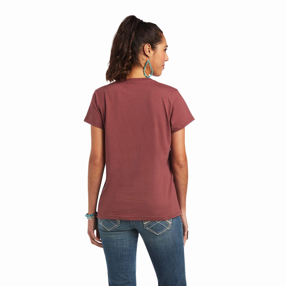 Rose Brown Women's Ariat REAL Bucking Bronc Tops | 6395-PNKQW