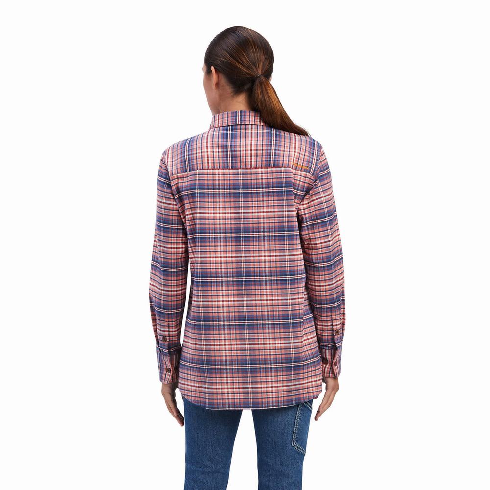 Rose Women's Ariat Rebar Flannel DuraStretch Shirts | 5673-HSTND