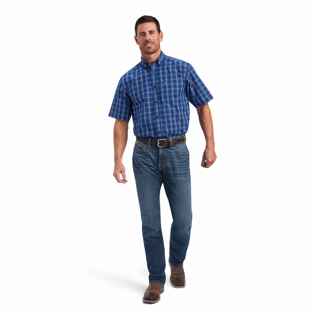 Royal Blue Men's Ariat Pro Series Naveen Classic Fit Shirts | 6734-UZNMJ