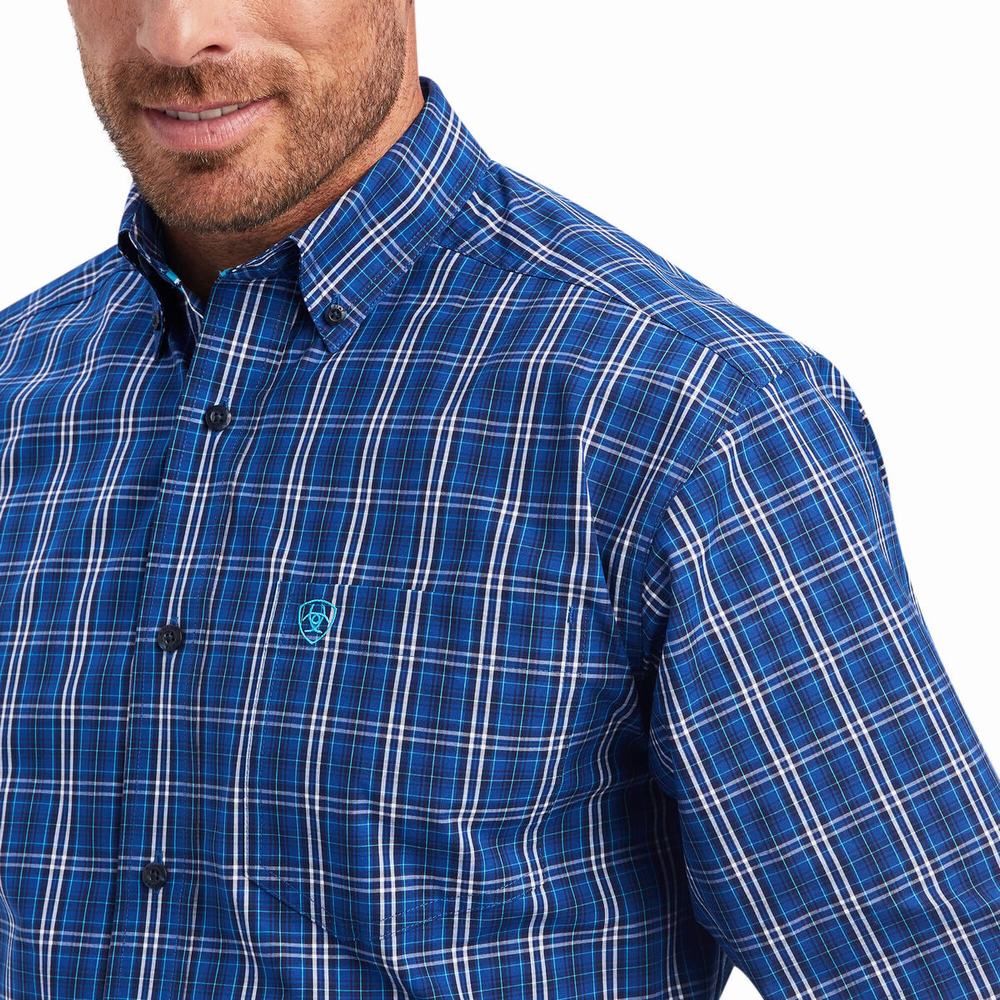 Royal Blue Men's Ariat Pro Series Naveen Classic Fit Shirts | 6734-UZNMJ