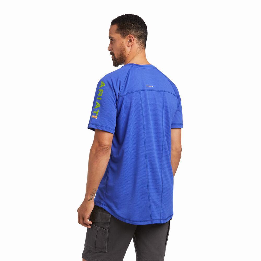 Royal Blue Men's Ariat Rebar Heat Fighter Short Sleeve | 4061-PFBYC