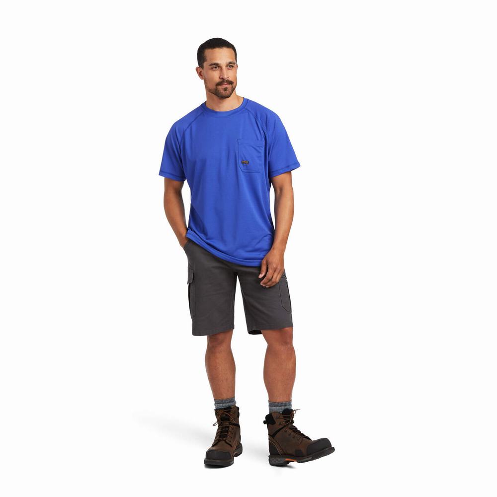 Royal Blue Men's Ariat Rebar Heat Fighter Short Sleeve | 4061-PFBYC