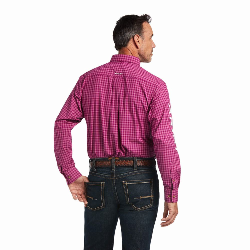 Royal Purple Men's Ariat Pro Series Team Tarletan Classic Fit Shirts | 7482-ZLMFS