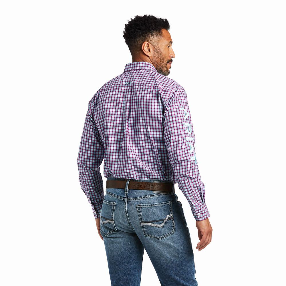 Royal Purple Men's Ariat Team Tundra Fitted Shirts | 6758-NRZSO