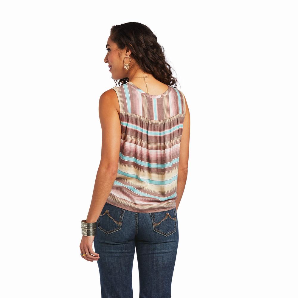 Stripes Women's Ariat Baja Tops | 7934-PLWQC